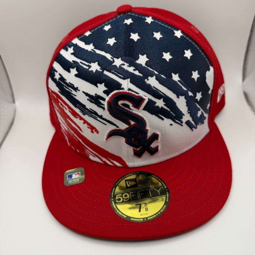New Era 59Fifty Chicago White Sox 4th Of July Red/Blue Fitted Hat‎ Size 7 3/8